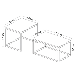 Tavolino da salotto Set 2pz design moderno in metallo e legno color noce e antracite - Leki