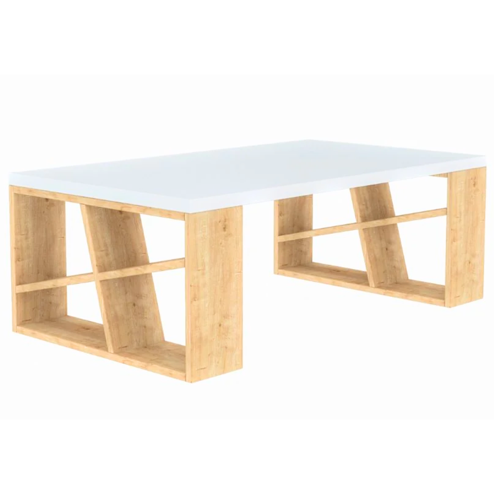 Tavolino da salotto "Hony" in truciolare rivestito design moderno rettangolare gambe con vani a giorno