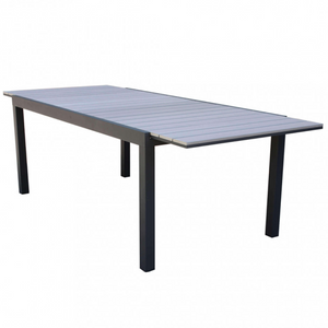 Tavolo allungabile rettangolare da esterno struttura antracite in alluminio e piano in polywood grigio- Penta