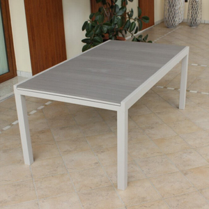 Tavolo allungabile rettangolare da esterno tortora struttura in alluminio e piano in polywood - Penta