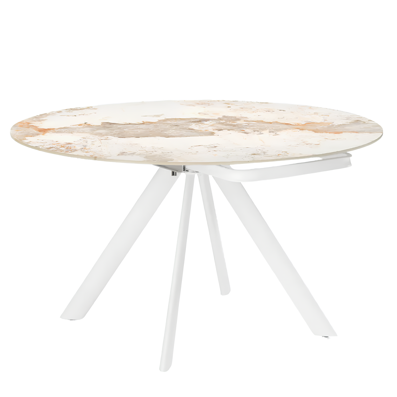 Tavolo da pranzo allungabile in pietra sintetizzata effetto marmo e base in metallo - Luma