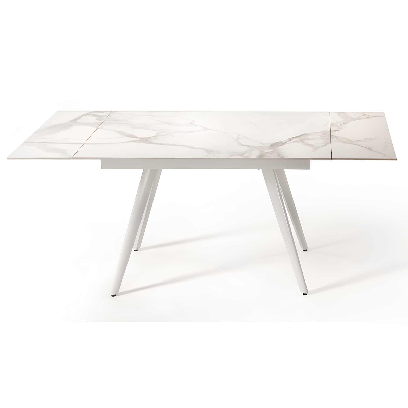 Tavolo da pranzo allungabile 120/180x76h in pietra effetto marmo base metallo - Oreste