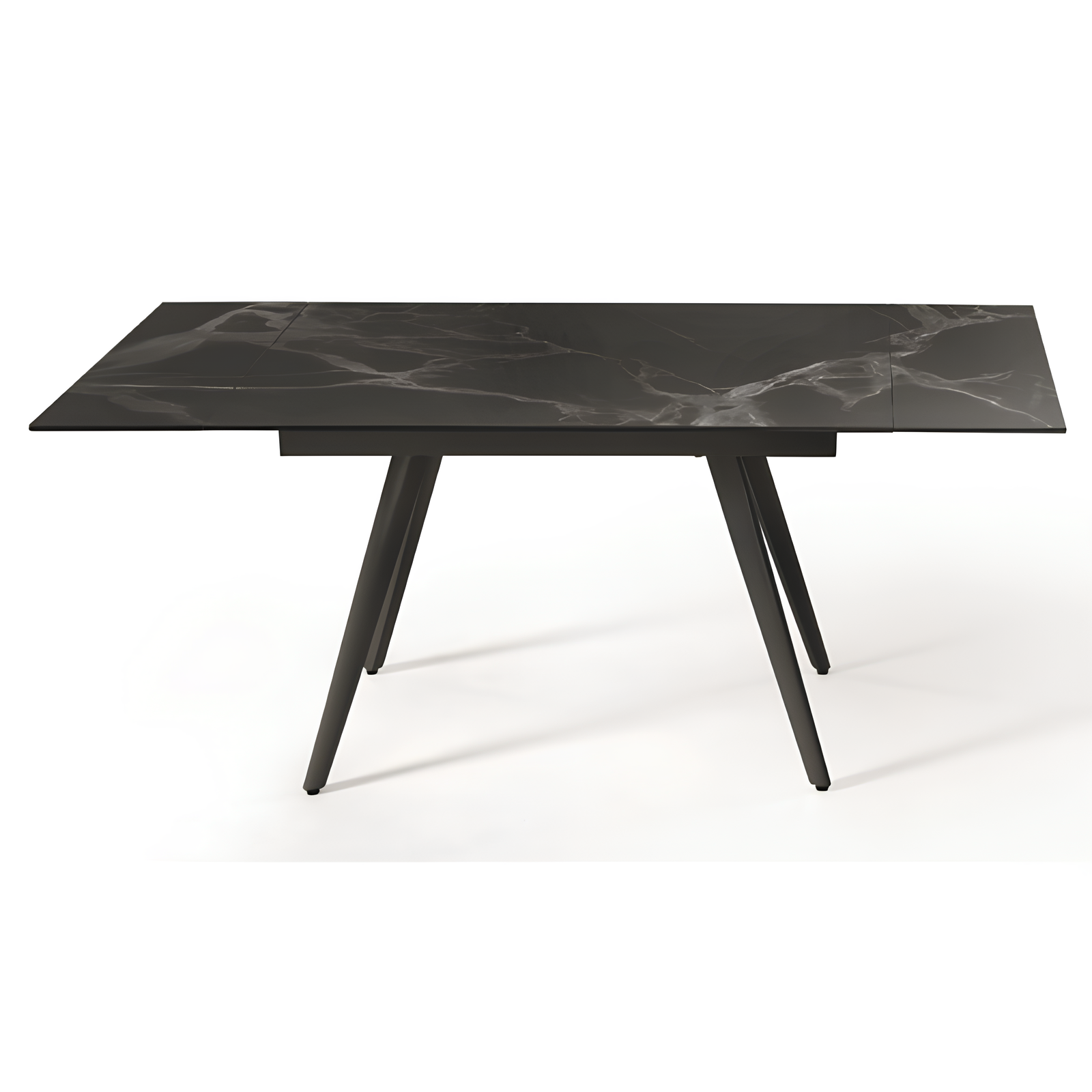 Tavolo da pranzo allungabile 120/180x76h in pietra effetto marmo base metallo - Oreste