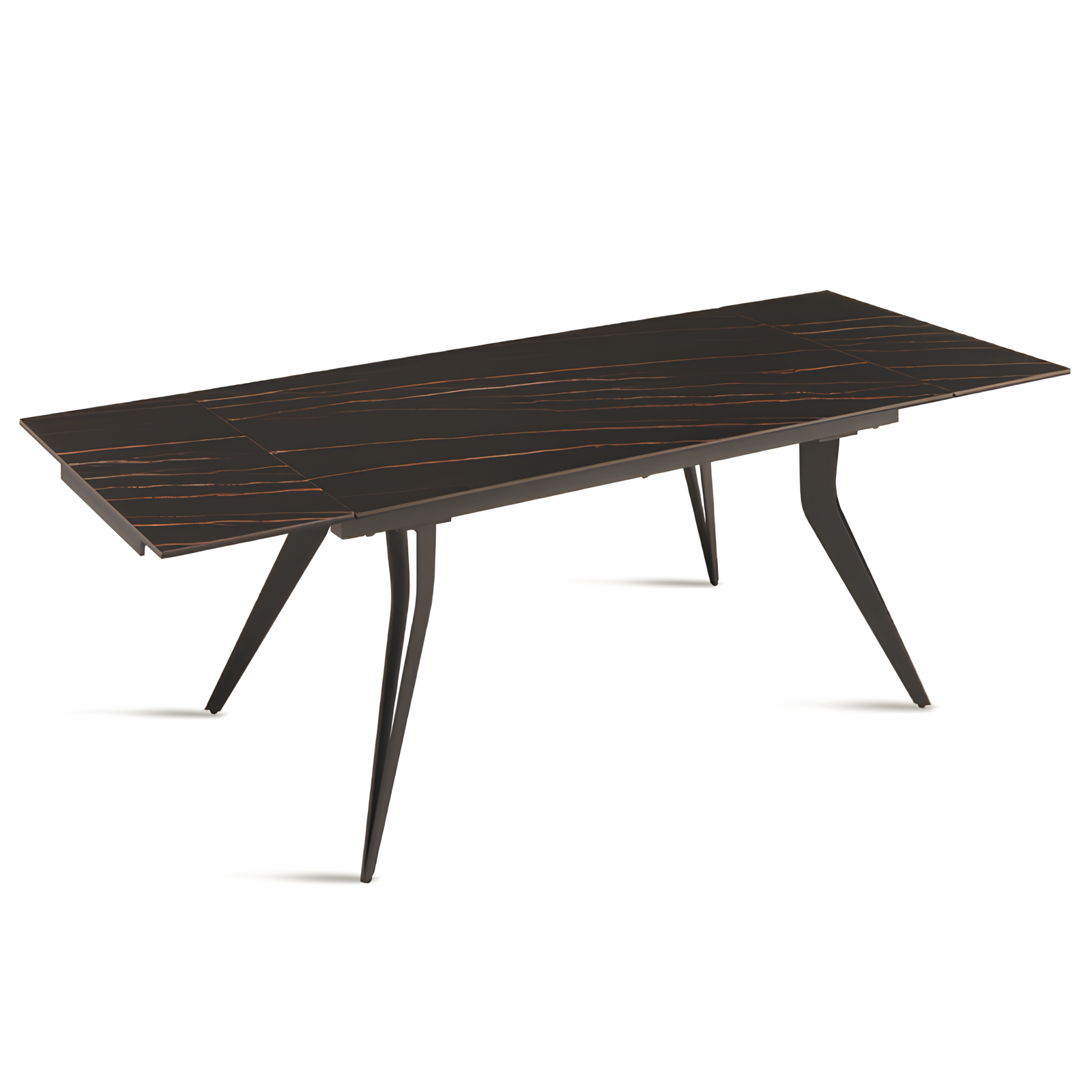 Tavolo da pranzo allungabile 160/240x75h in pietra effetto marmo base in metallo - Thom