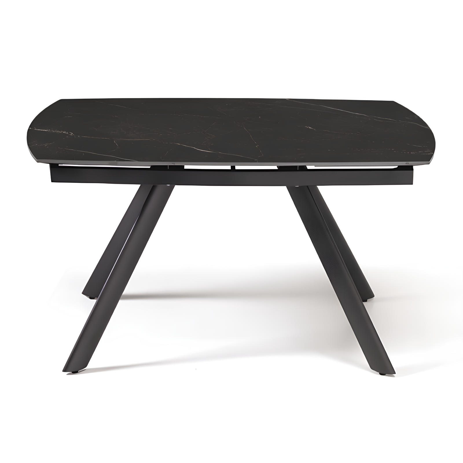 Tavolo da pranzo allungabile 140/210x76h in pietra sintetizzata effetto marmo base in metallo - Teren