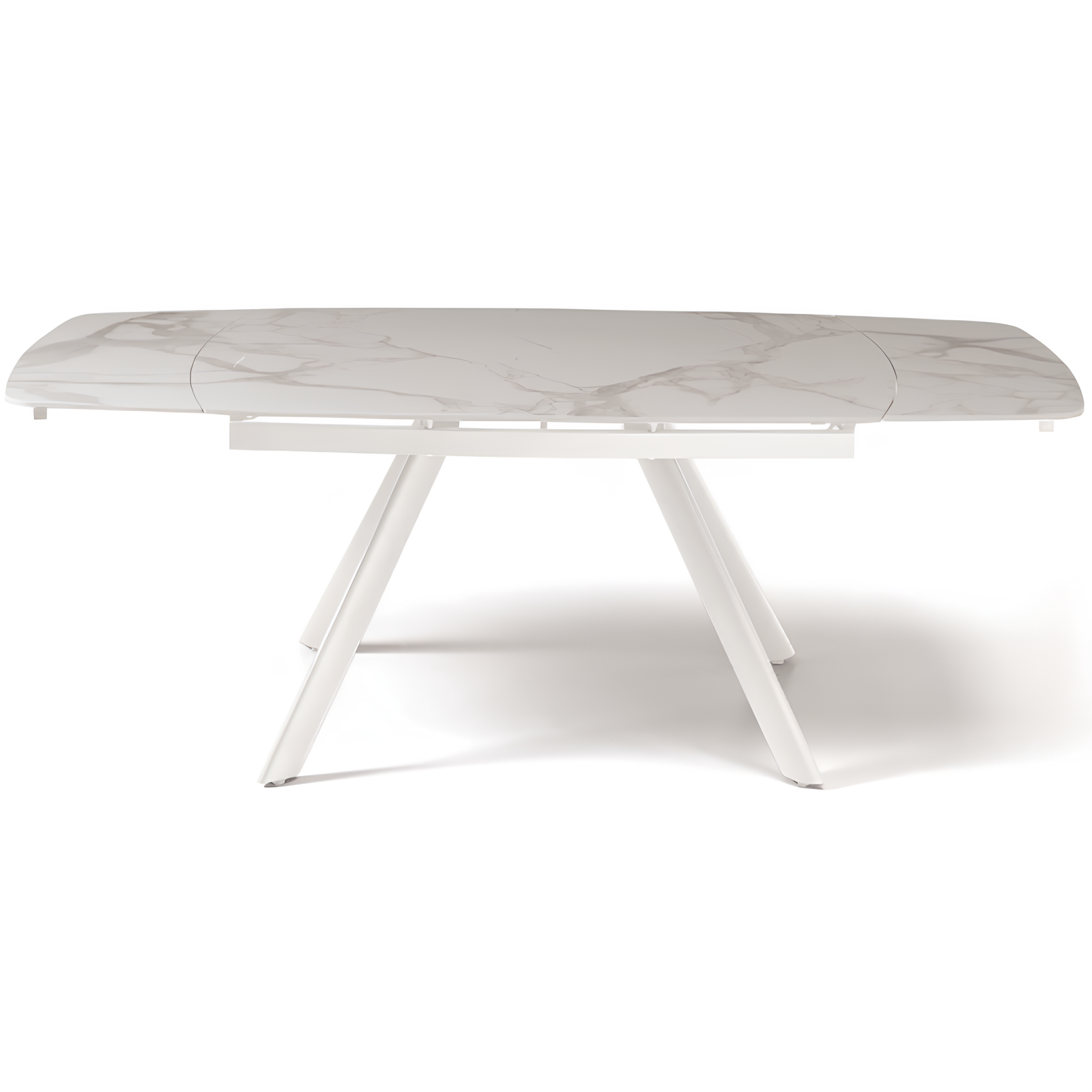 Tavolo da pranzo allungabile 140/210x76h in pietra sintetizzata effetto marmo base in metallo - Teren