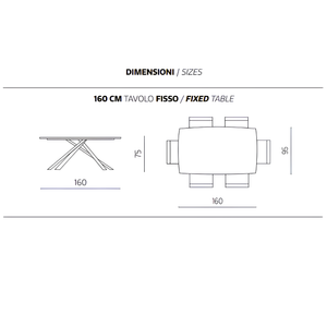 Tavolo da pranzo 160x75h con base in metallo nero e piano in rovere impiallacciato - Floy