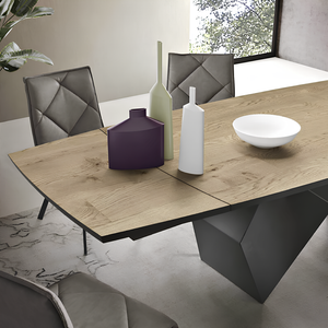 Tavolo da pranzo allungabile 200/300x75h piano in rovere impiallacciato e base in metallo - Arcad P