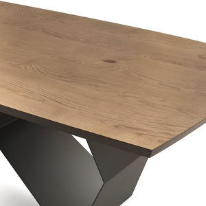 Tavolo da pranzo allungabile 200/300x75h piano in rovere impiallacciato e base in metallo - Arcad P