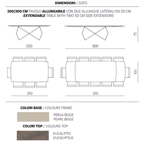 Tavolo da pranzo allungabile 200/300x75h piano in rovere impiallacciato e base in metallo - Arcad P