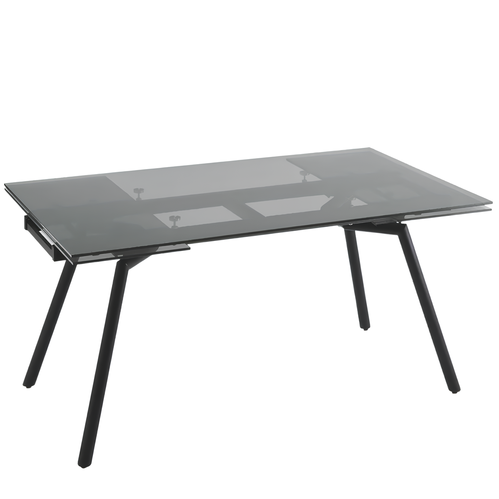 Tavolo allungabile 160/240x76h piano in vetro fumè e base in metallo nero - Pax