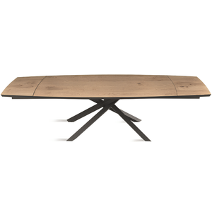 Tavolo da pranzo allungabile con base in metallo nero e piano in rovere impiallacciato - Floy Plus