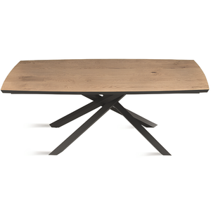 Tavolo da pranzo allungabile con base in metallo nero e piano in rovere impiallacciato - Floy Plus