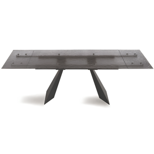 Tavolo da pranzo allungabile 160/240x75h con piano in vetro martellato e base in metallo - Caden