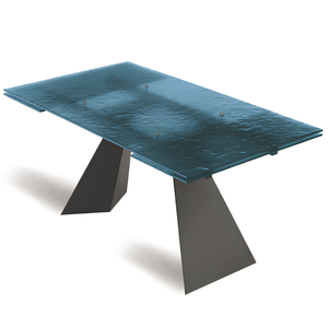 Tavolo da pranzo allungabile 160/240x75h con piano in vetro martellato e base in metallo - Caden