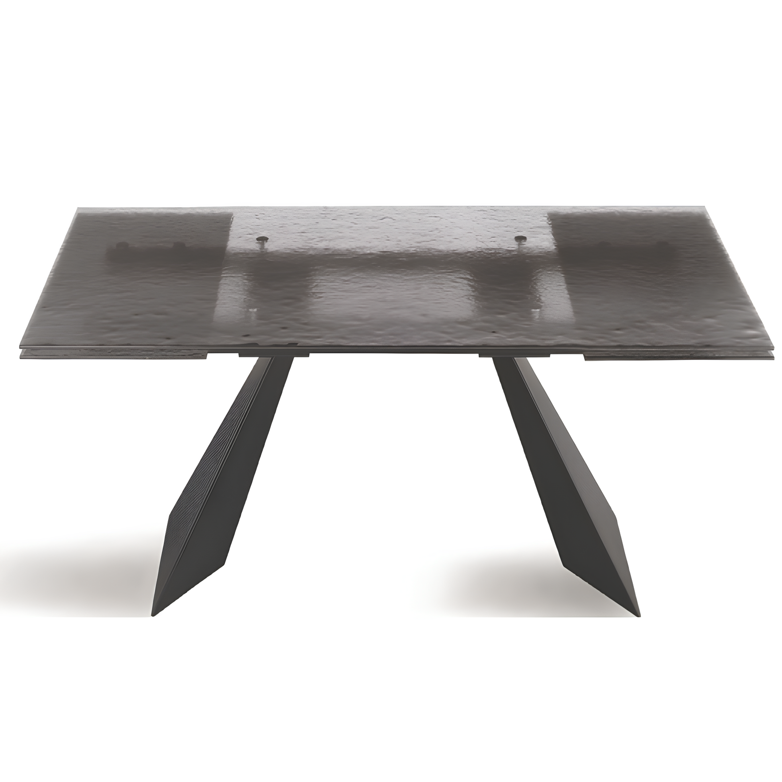 Tavolo da pranzo allungabile 160/240x75h con piano in vetro martellato e base in metallo - Caden