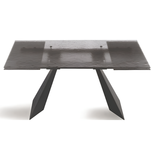 Tavolo da pranzo allungabile 160/240x75h con piano in vetro martellato e base in metallo - Caden