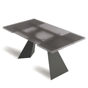 Tavolo da pranzo allungabile 160/240x75h con piano in vetro martellato e base in metallo - Caden