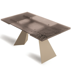 Tavolo da pranzo allungabile 160/240x75h con piano in vetro martellato e base in metallo - Caden
