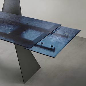 Tavolo da pranzo allungabile 160/240x75h con piano in vetro martellato e base in metallo - Caden
