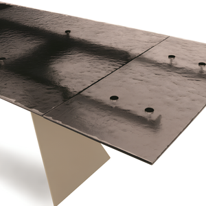 Tavolo da pranzo allungabile 160/240x75h con piano in vetro martellato e base in metallo - Caden