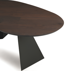 Tavolo da pranzo moderno 210x75h piano in rovere impiallacciato ovale e base in metallo - Aris