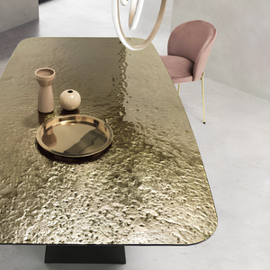 Tavolo da pranzo 210x75h con piano in vetro martellato e base in metallo nero - Zenith