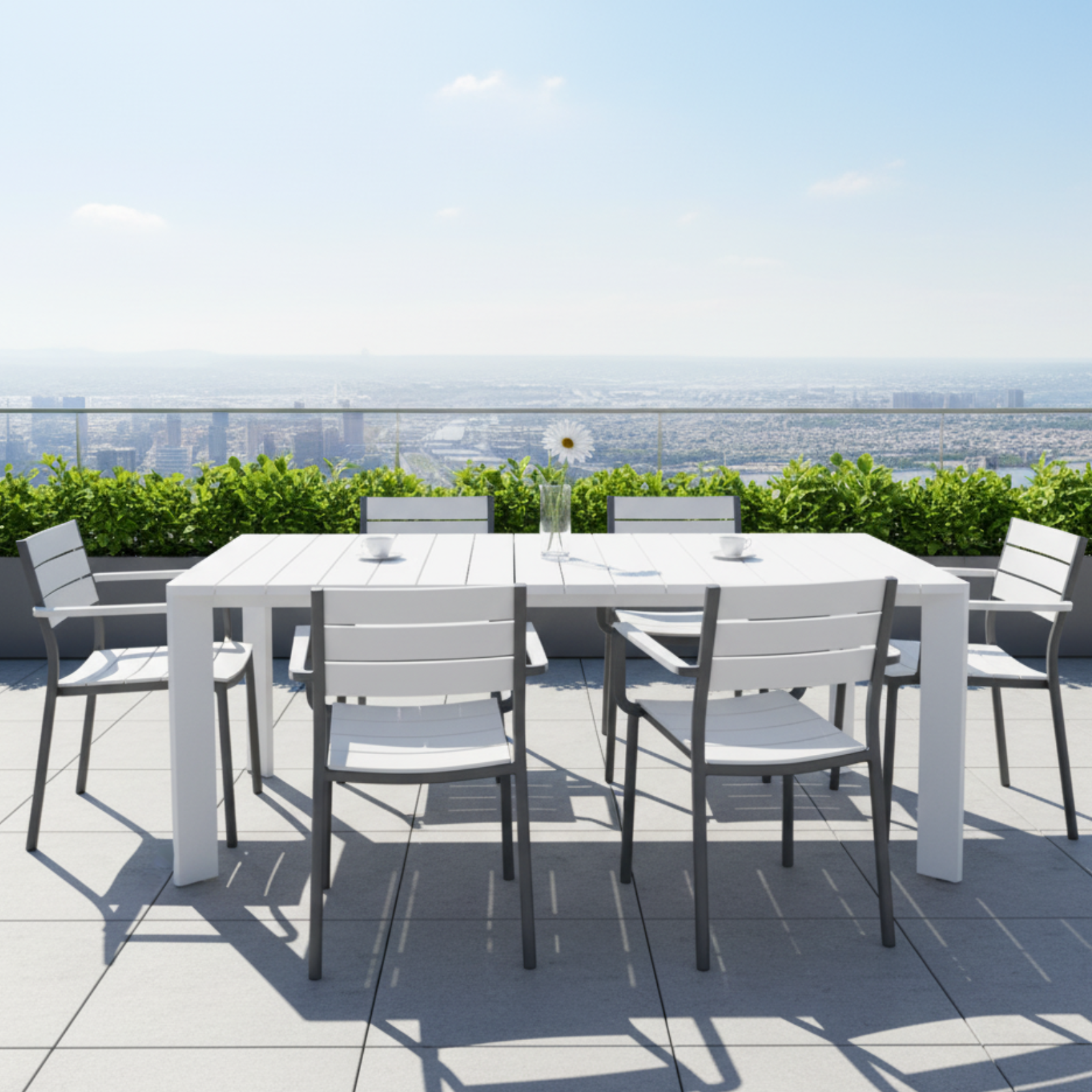 Tavolo rettangolare 200x100 in alluminio bianco da interno o esterno - Connec