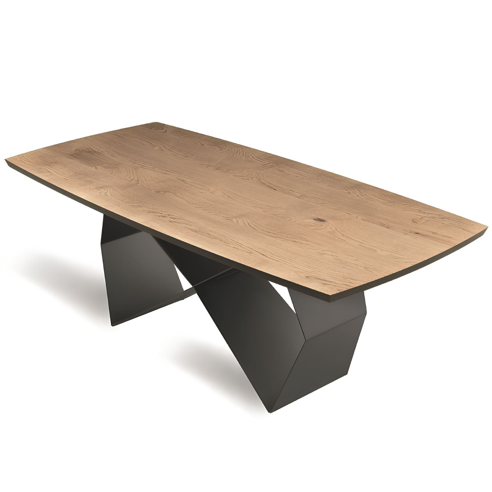 Tavolo da pranzo 200x75h piano in rovere impiallacciato e base in metallo color nero - Arcad