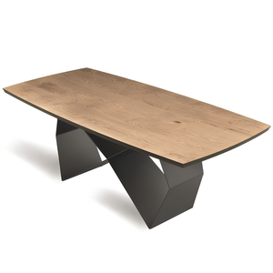 Tavolo da pranzo 200x75h piano in rovere impiallacciato e base in metallo color nero - Arcad