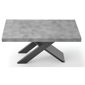 Tavolo da pranzo allungabile 160/260x76h piano in laminato cemento effetto legno con base in metallo nero - Lyra