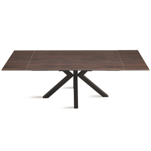 Tavolo allungabile 160/240x76 piano in grès procellanato effetto ceramica tek e base in metallo - Jacki