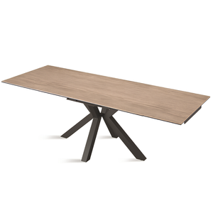 Tavolo allungabile 160/240x76 piano in grès procellanato effetto ceramica rovere e base in metallo - Jacki