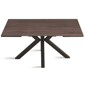 Tavolo allungabile 160/240x76 piano in grès procellanato effetto ceramica tek e base in metallo - Jacki