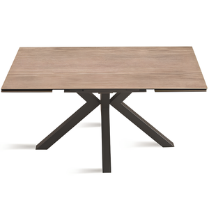 Tavolo allungabile 160/240x76 piano in grès procellanato effetto ceramica rovere e base in metallo - Jacki