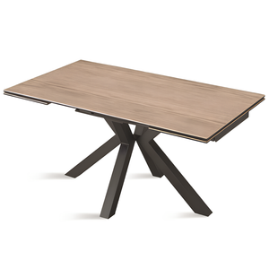 Tavolo allungabile 160/240x76 piano in grès procellanato effetto ceramica rovere e base in metallo - Jacki