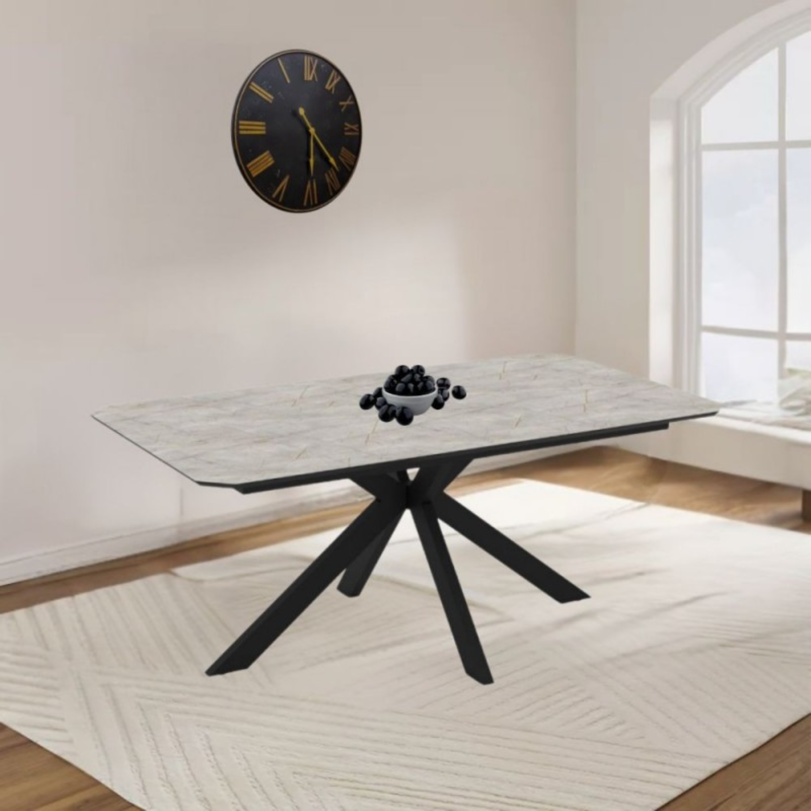 Tavolo da pranzo allungabile 180/240x76 cm piano in mdf effetto marmo - Opera