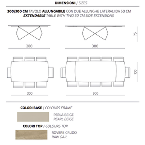 Tavolo da pranzo allungabile 200/300x75h piano in rovere impiallacciato e base in metallo - Arcad P