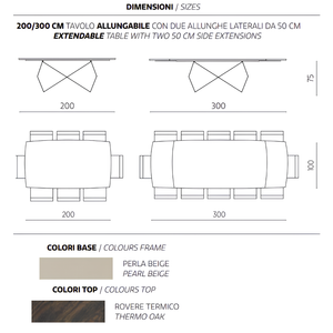 Tavolo da pranzo allungabile 200/300x75h piano in rovere impiallacciato e base in metallo - Arcad P