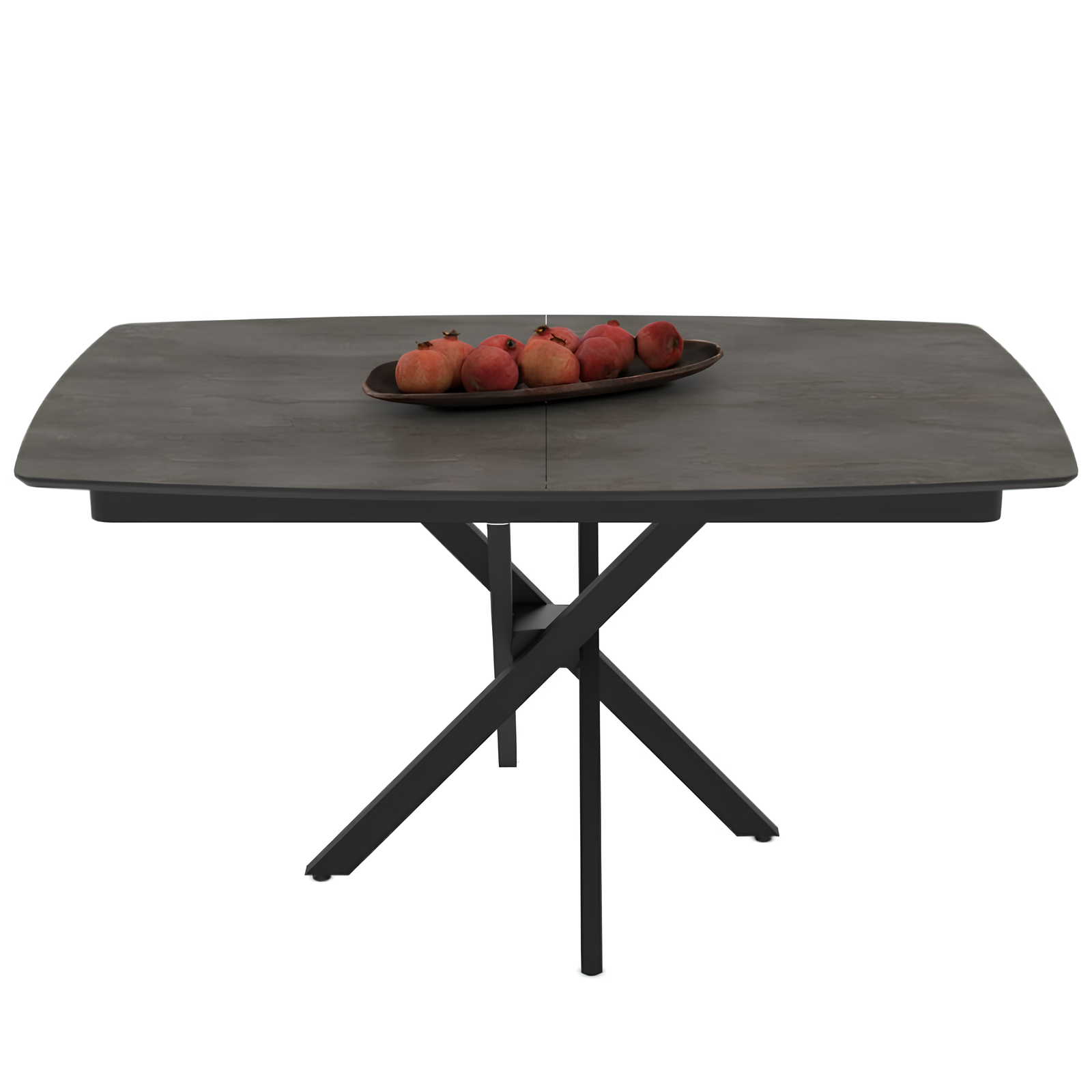 Tavolo allungabile piano in mdf effetto marmo color ardesia e gambe in metallo nero - Filis