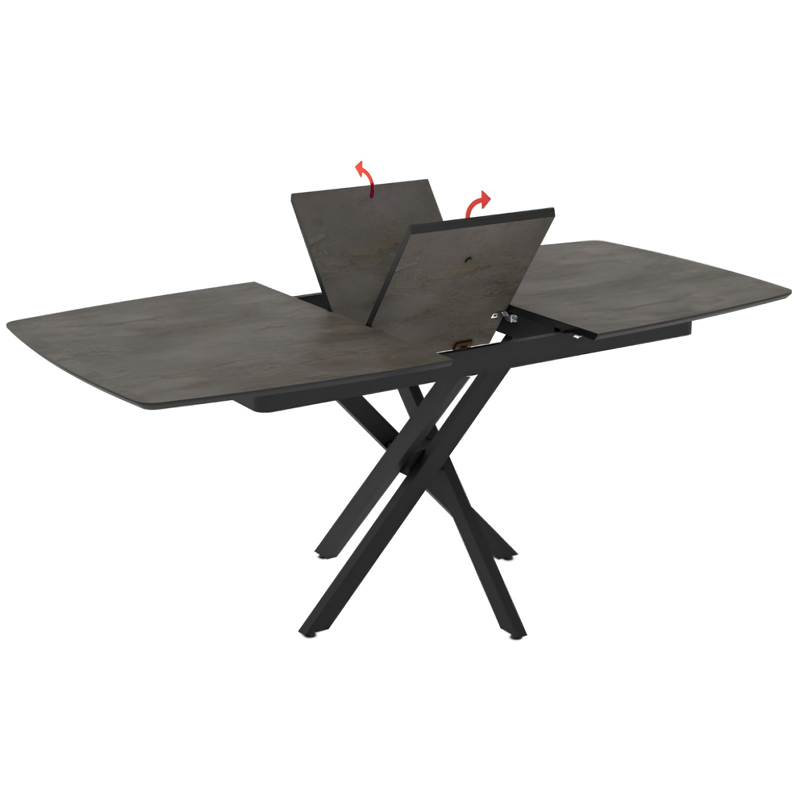 Tavolo allungabile piano in mdf effetto marmo color ardesia e gambe in metallo nero - Filis