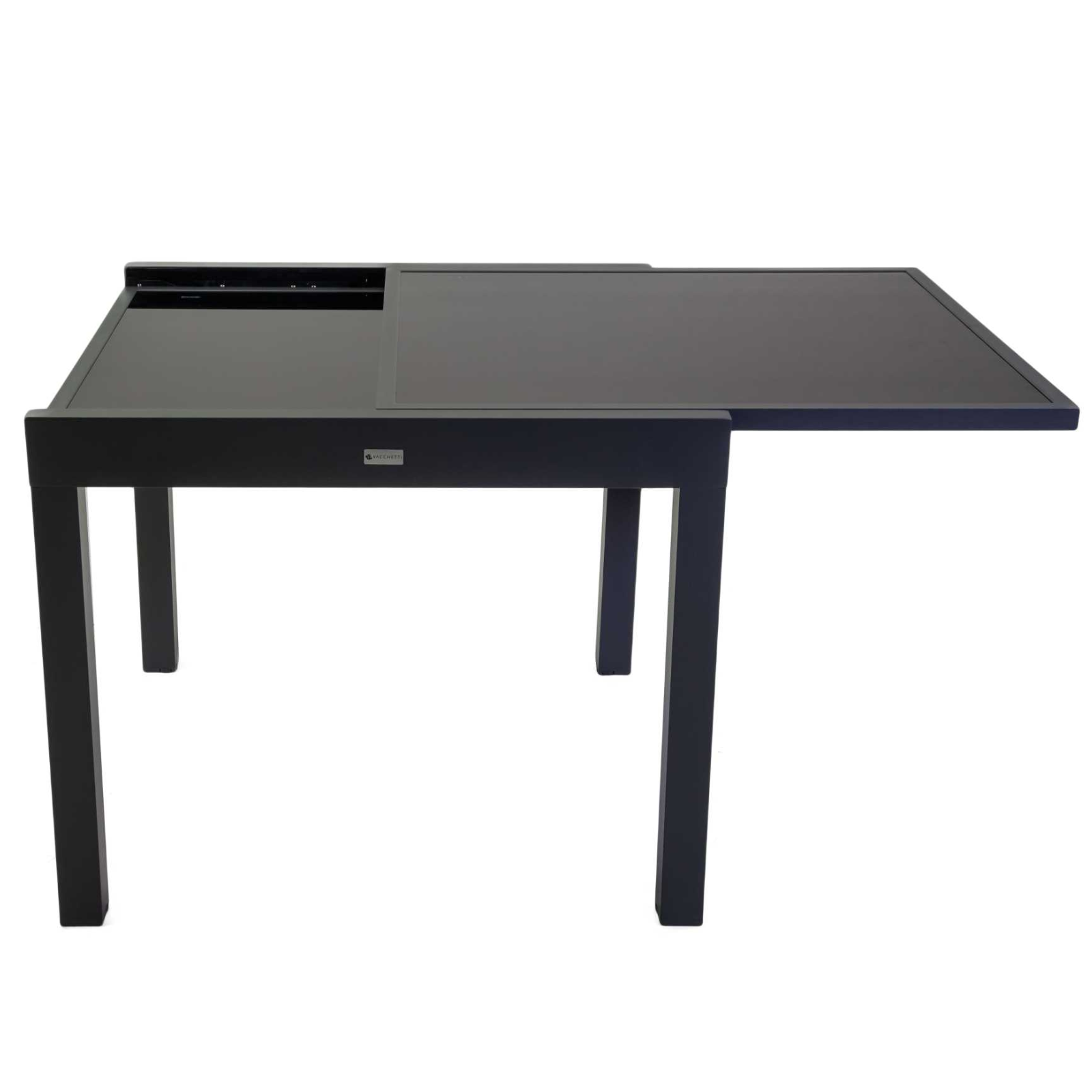 Tavolo allungabile 90/180 cm in alluminio piano in vetro temperato antracite - Boisi