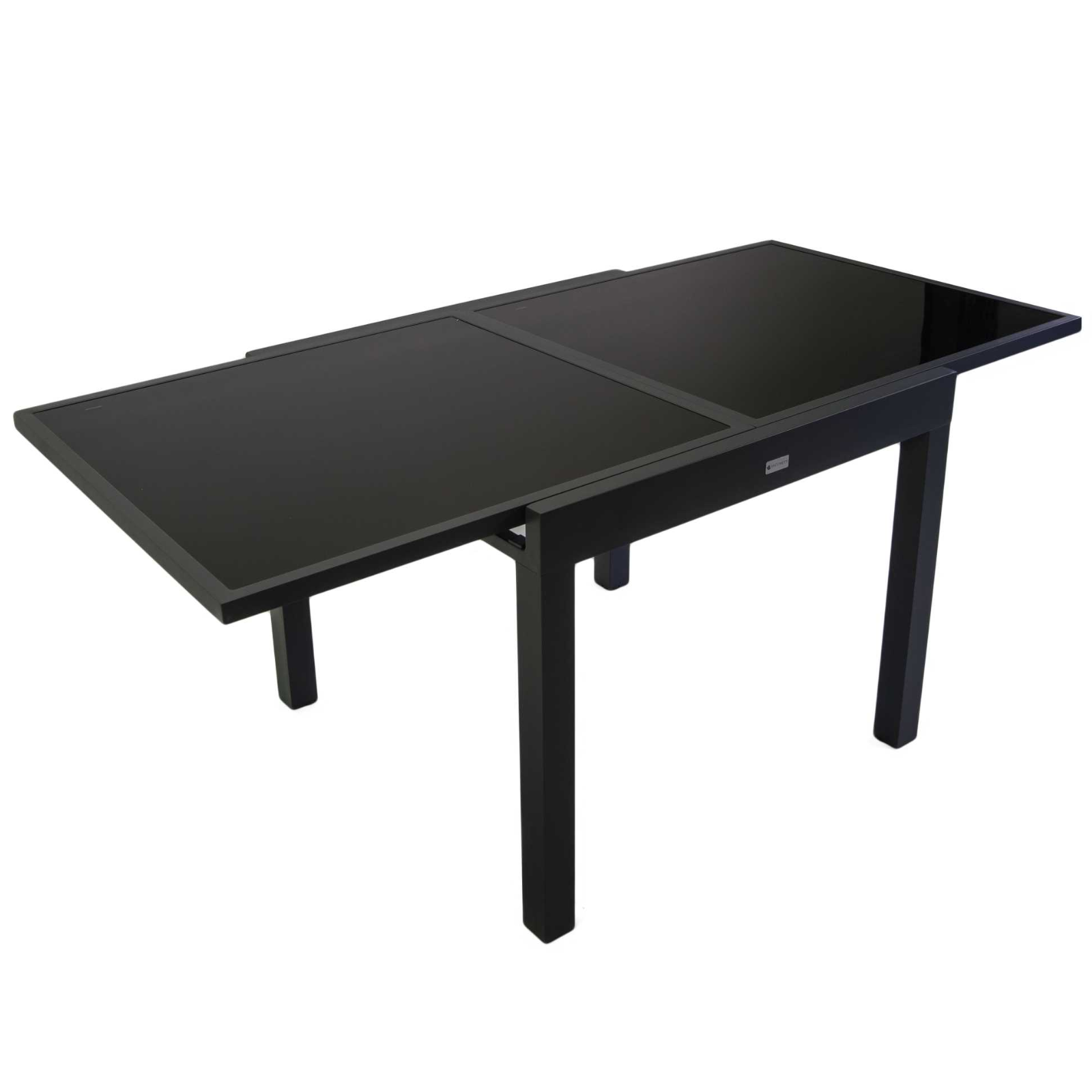 Tavolo allungabile 90/180 cm in alluminio piano in vetro temperato antracite - Boisi