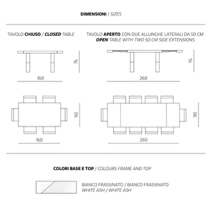 Tavolo allungabile da pranzo 160/260x76h in laminato effetto legno con allunghe laterali - Lumina