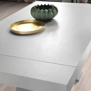 Tavolo da pranzo allungabile 160/260x76h piano in laminato bianco effetto legno con base in metallo nero - Lyra