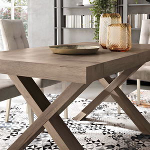 Tavolo allungabile da pranzo 160/260x76h in laminato rovere rustico effetto legno con allunghe laterali - Lumina