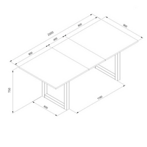 Tavolo allungabile "Austin" Top in truciolare rovere e gambe in MDF antracite 160 / 200 cm