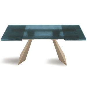 Tavolo da pranzo allungabile 160/240x75h con piano in vetro martellato e base in metallo - Caden