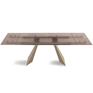 Tavolo da pranzo allungabile 160/240x75h con piano in vetro martellato e base in metallo - Caden