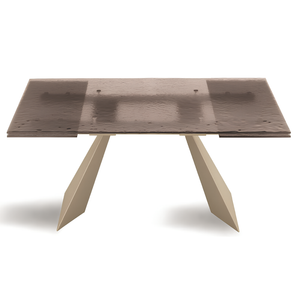 Tavolo da pranzo allungabile 160/240x75h con piano in vetro martellato e base in metallo - Caden